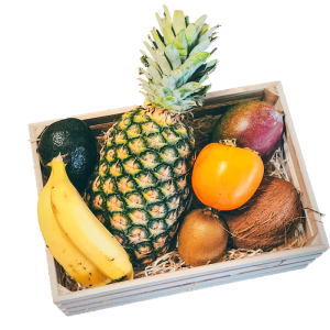 cesta de frutas tropicales